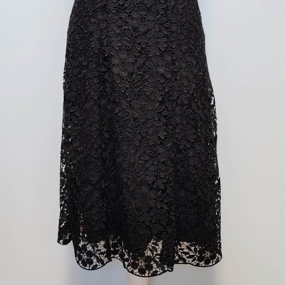 Garnet Hill BLACK Lace-Overlay, A-Line skirt, Size 10